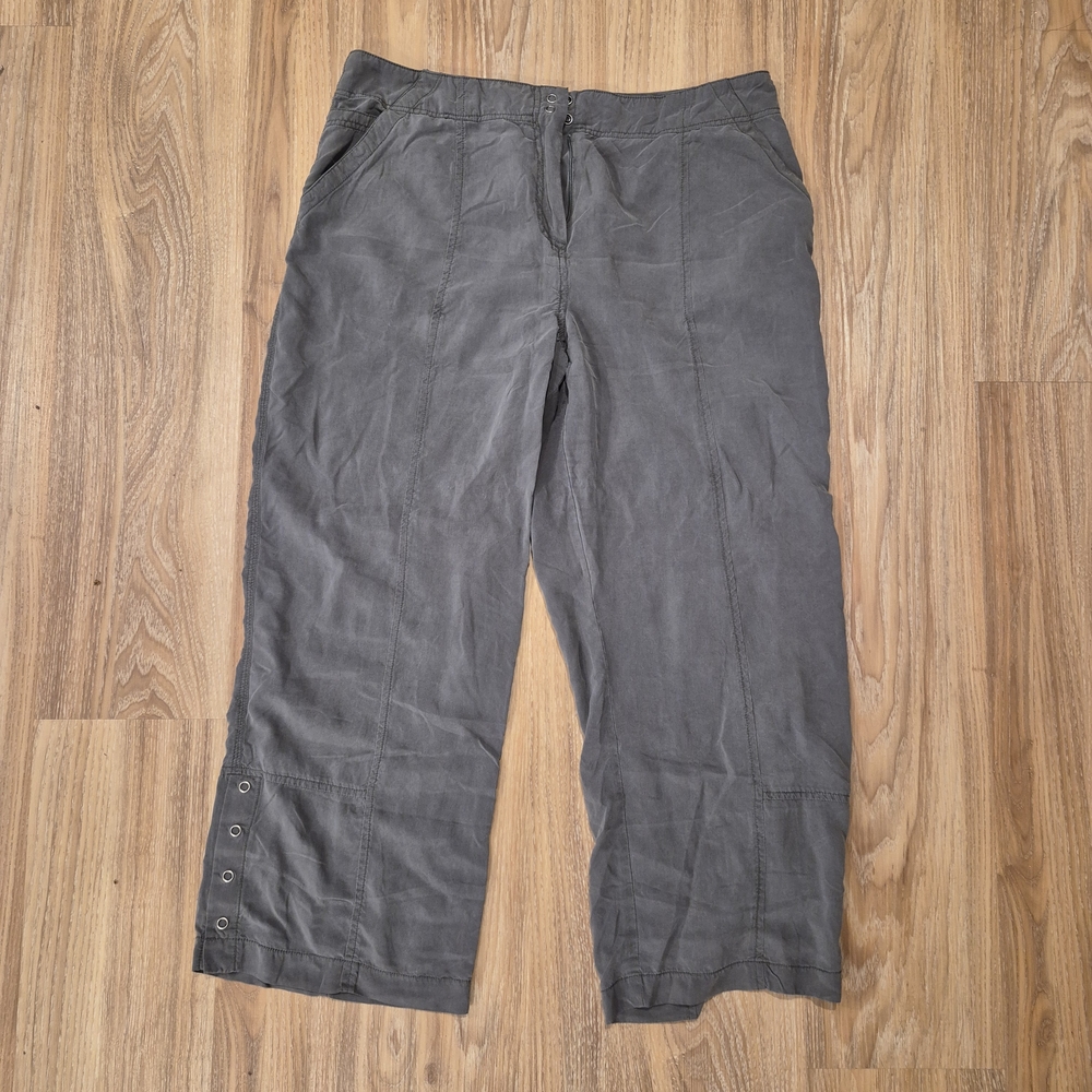 Gray Wide-Leg Silk Pants